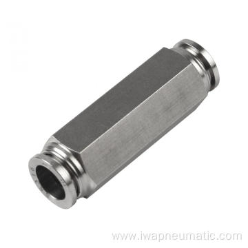 Stainless steel inline check valve push in fitting